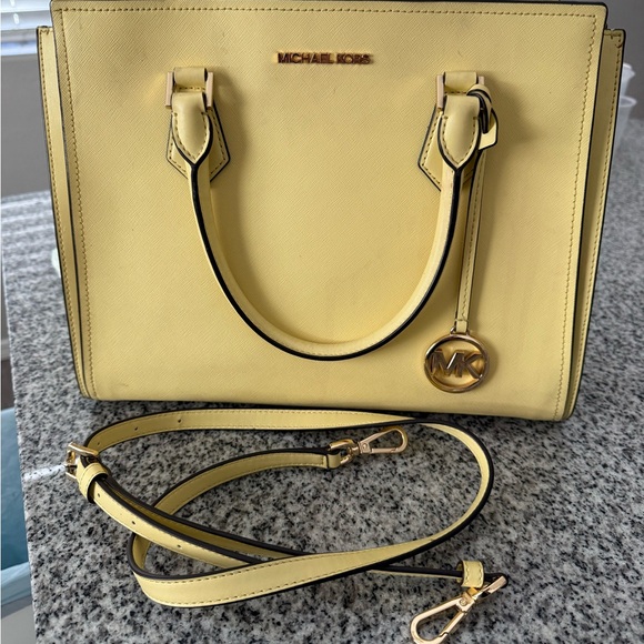 MICHAEL KORS Pale Yellow Saffiano Leather Satchel - Picture 7 of 7